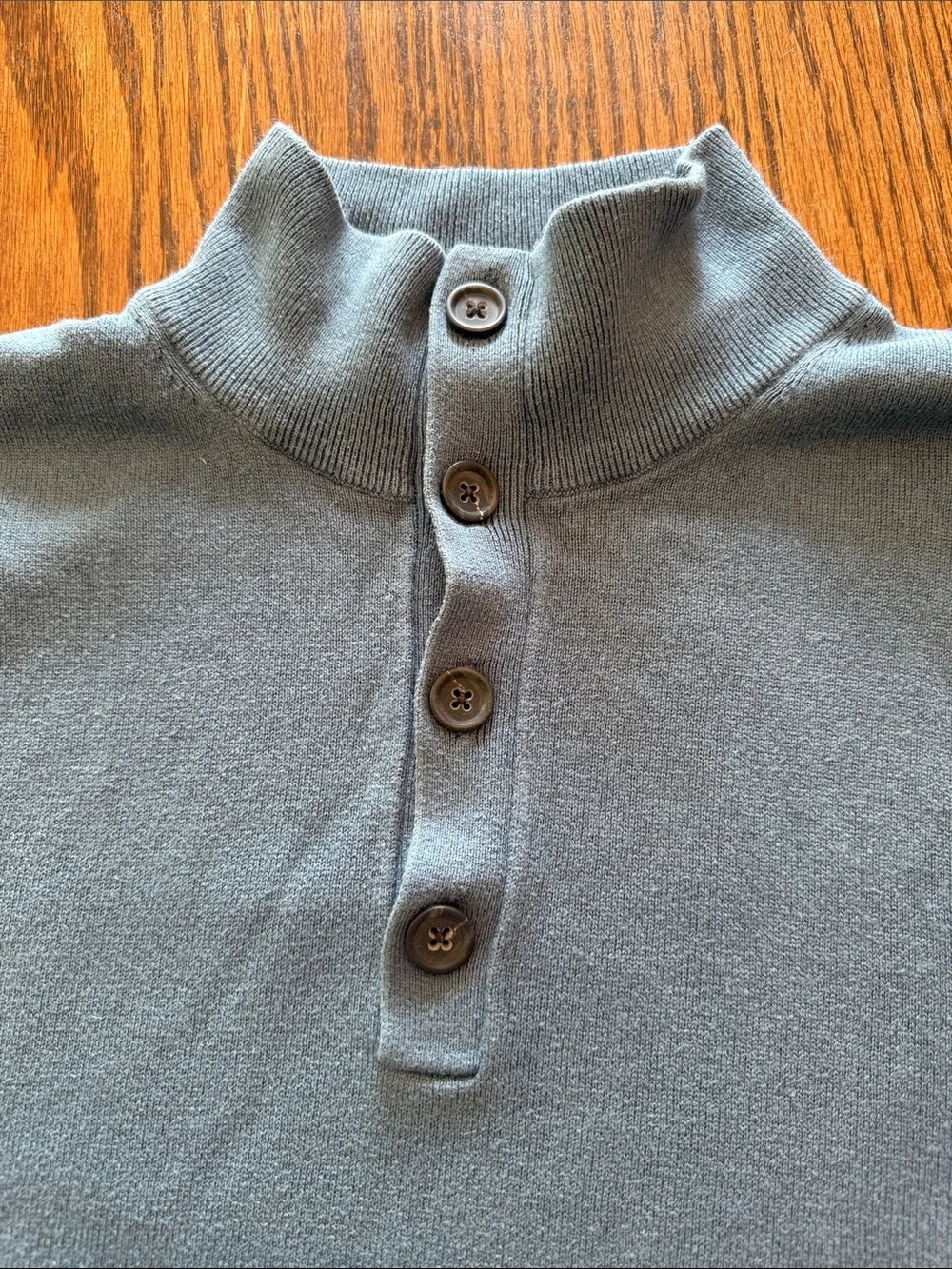 Banana Republic Silk Cashmere Mock Neck Henley Sweater XL Blue Pullover